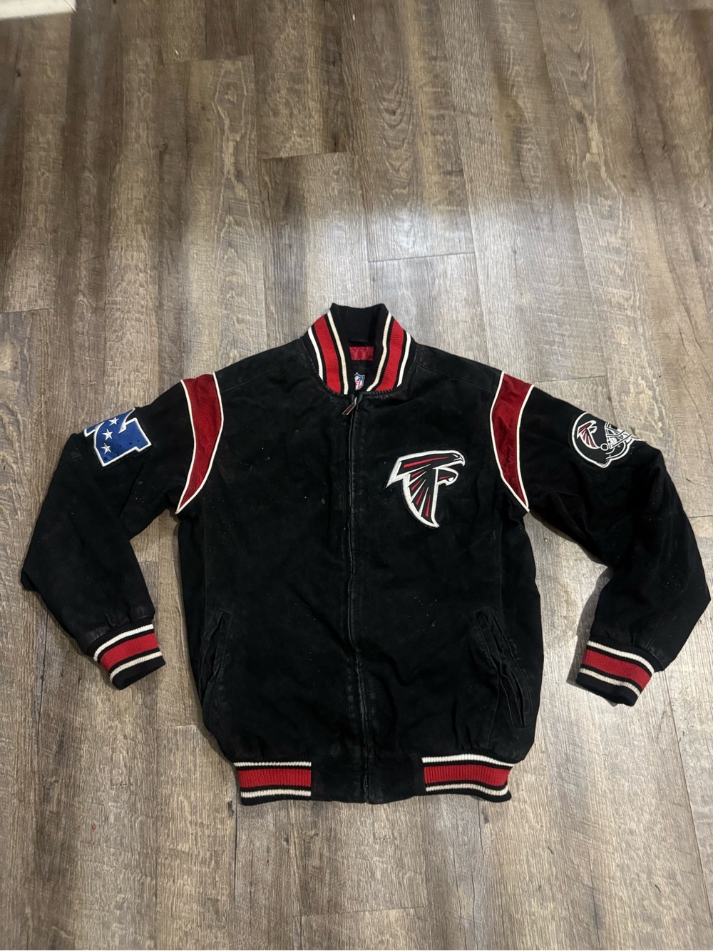 NFL Atlanta Falcons Black and Red Varsity Bomber Jacket